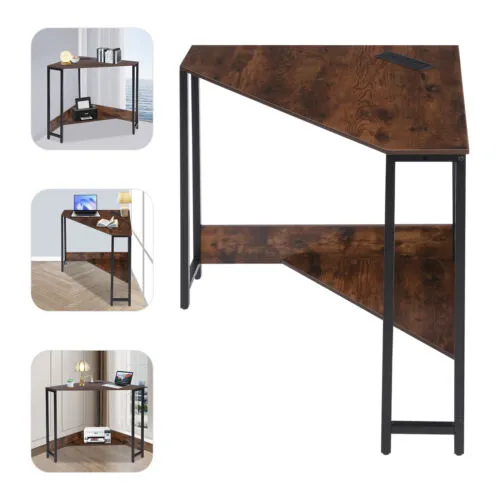 Corner Desk, Small Desk with Outlets, Corner Computer Desk Table for Small Space