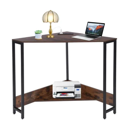 Corner Desk, Small Desk with Outlets, Corner Computer Desk Table for Small Space