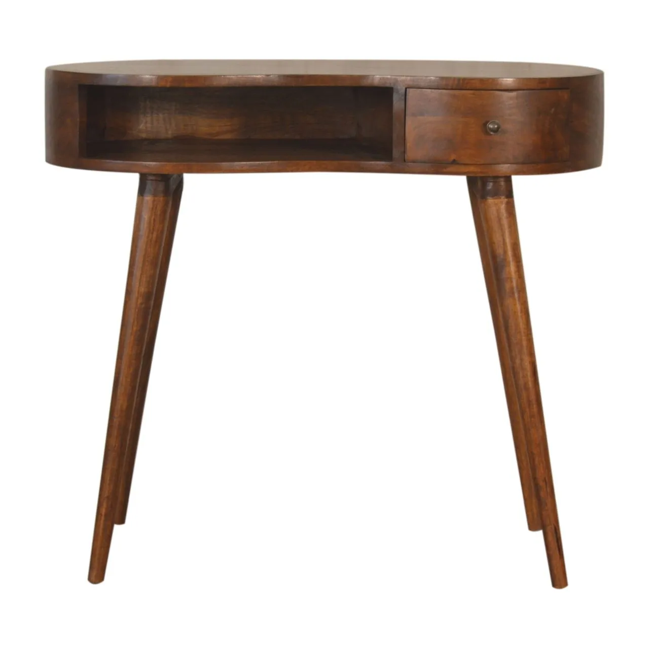 Couch.com Rounded Writing Desk Chestnut, with Storage, Wood Construction, Dark Brown Finish by Couch.com