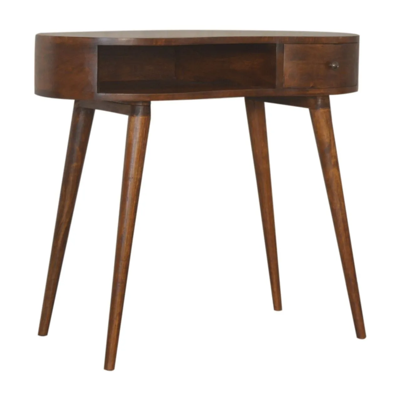 Couch.com Rounded Writing Desk Chestnut, with Storage, Wood Construction, Dark Brown Finish by Couch.com
