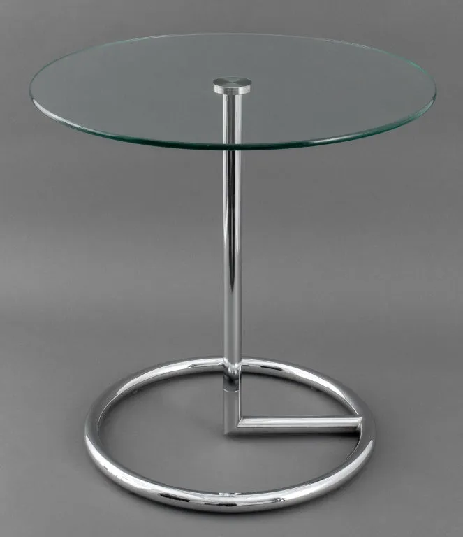 Eileen Gray Style Glass Top End Tables, Pair