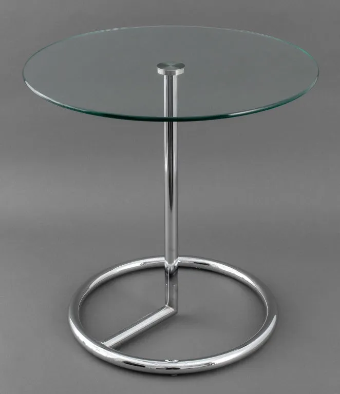 Eileen Gray Style Glass Top End Tables, Pair