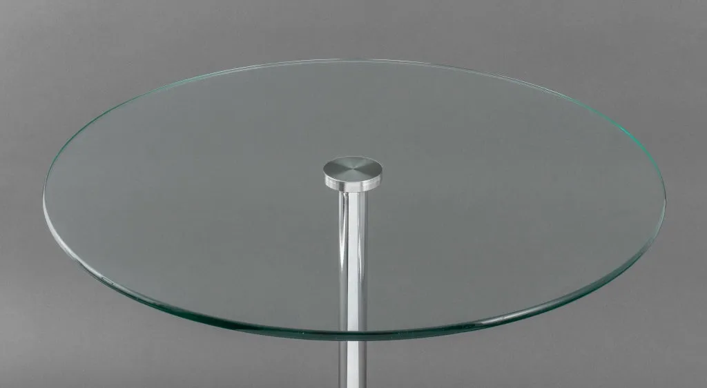 Eileen Gray Style Glass Top End Tables, Pair