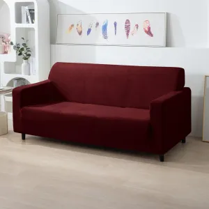 Elastic Stretchable Premium Velvet Sofa Cover, Burgundy