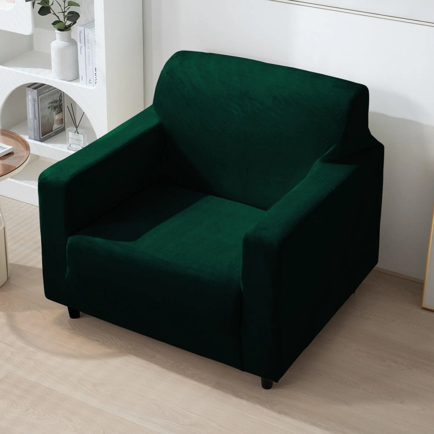Elastic Stretchable Premium Velvet Sofa Cover, Hunter Green