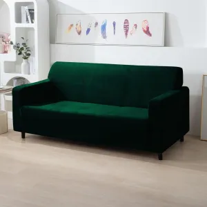 Elastic Stretchable Premium Velvet Sofa Cover, Hunter Green