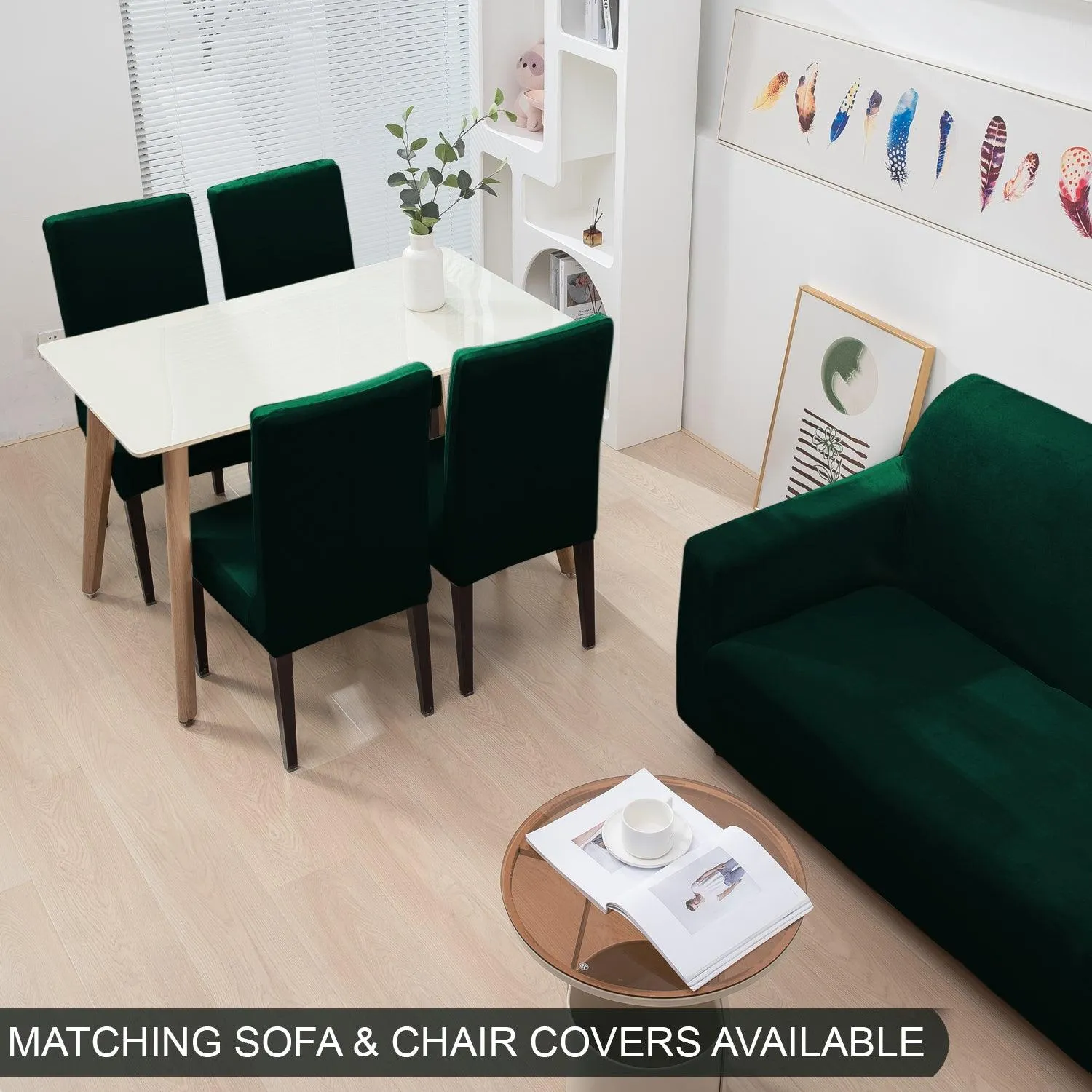 Elastic Stretchable Premium Velvet Sofa Cover, Hunter Green