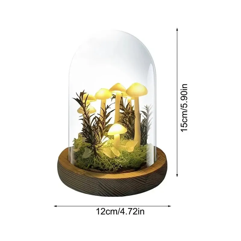 EnchantedGlow DIY Mushroom Night Light  Handmade Wood & Glass Craft Kit, Battery-Powered Table Lamp