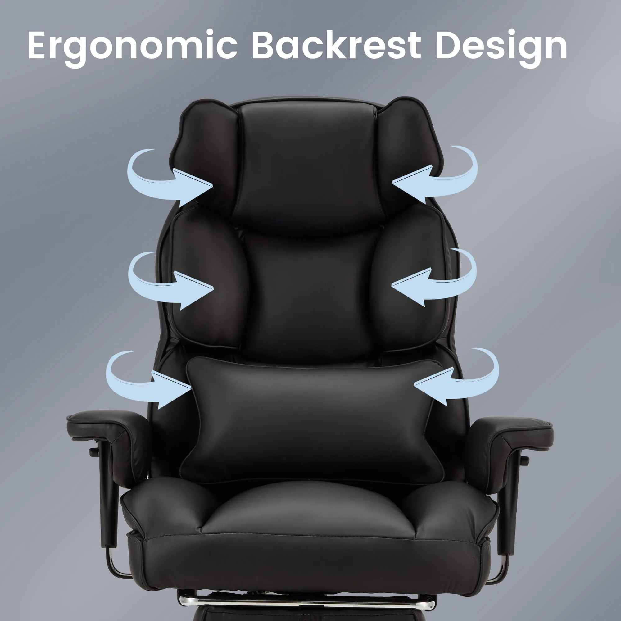 Executive Ergonomically Designed Office Chair with Footrest, Lumbar Support Black