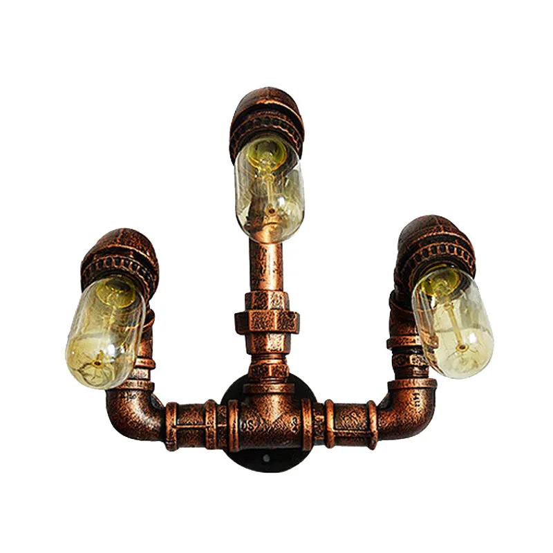 Farmhouse Rustic Metal Wall Sconce Lighting - Set of 3 Bulbs with Curved Arm Design, Ideal for Bars