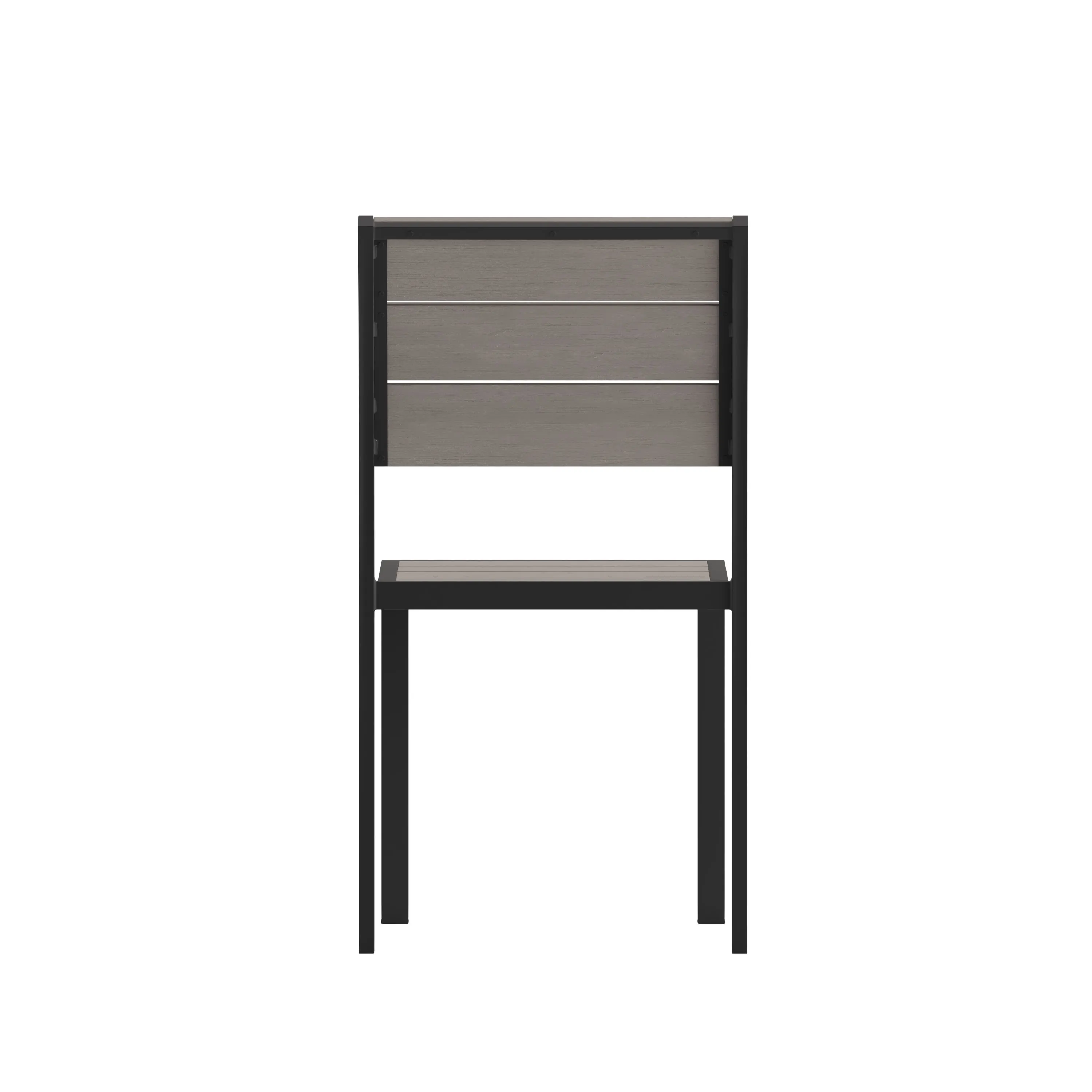 Finch Commercial Grade Armless Patio Chair, Stackable Side Chair with Faux Teak Poly Slats and Metal Frame