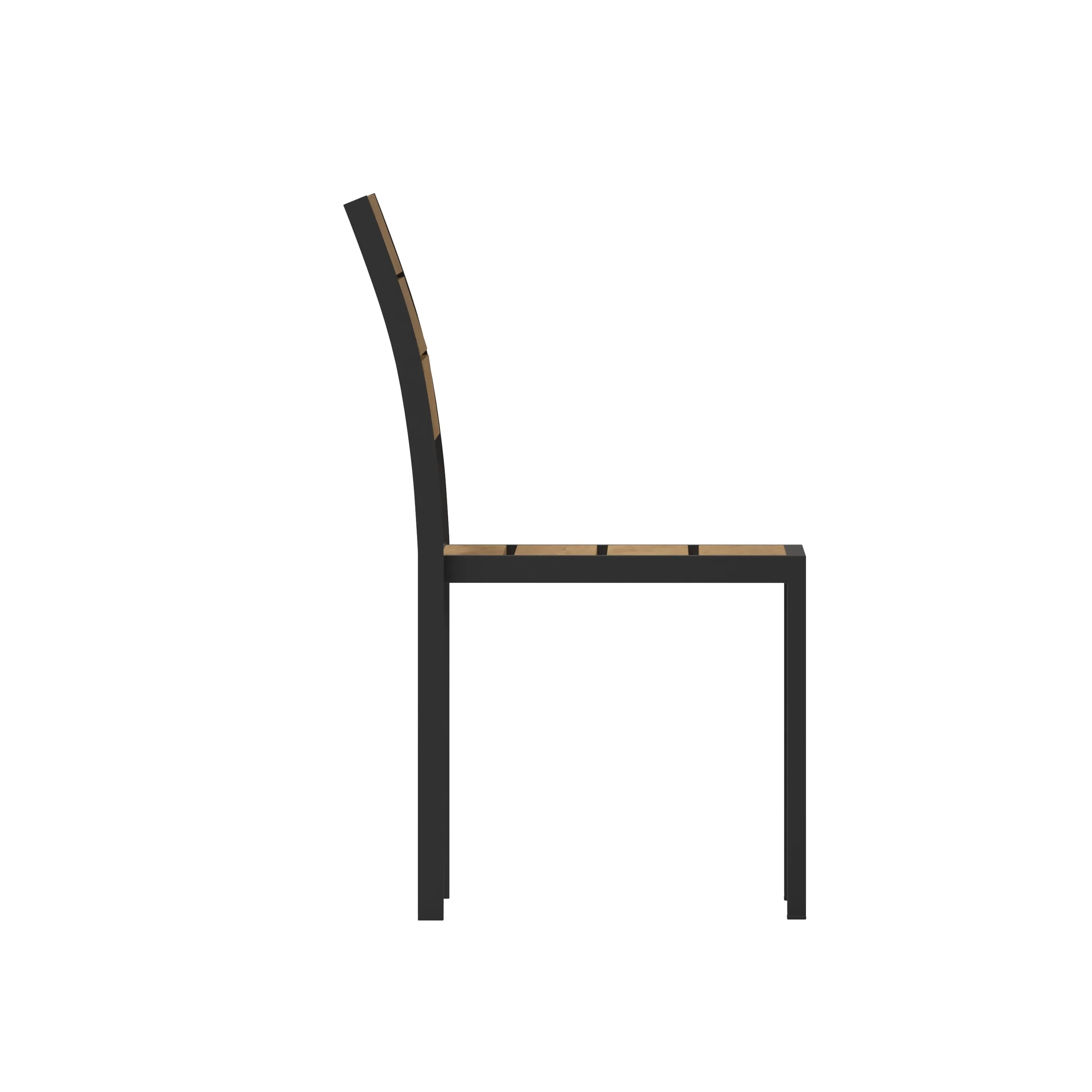 Finch Commercial Grade Armless Patio Chair, Stackable Side Chair with Faux Teak Poly Slats and Metal Frame