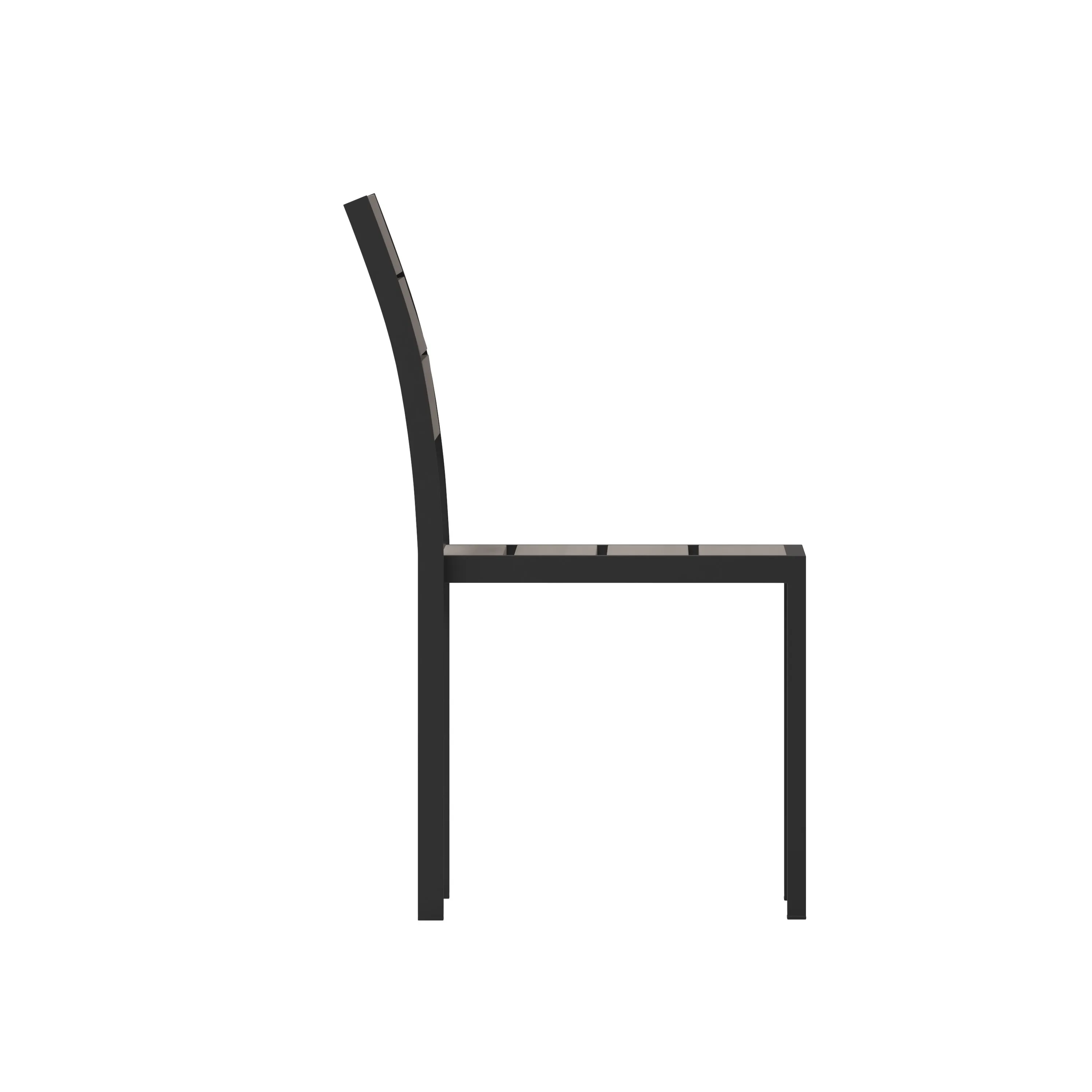 Finch Commercial Grade Armless Patio Chair, Stackable Side Chair with Faux Teak Poly Slats and Metal Frame