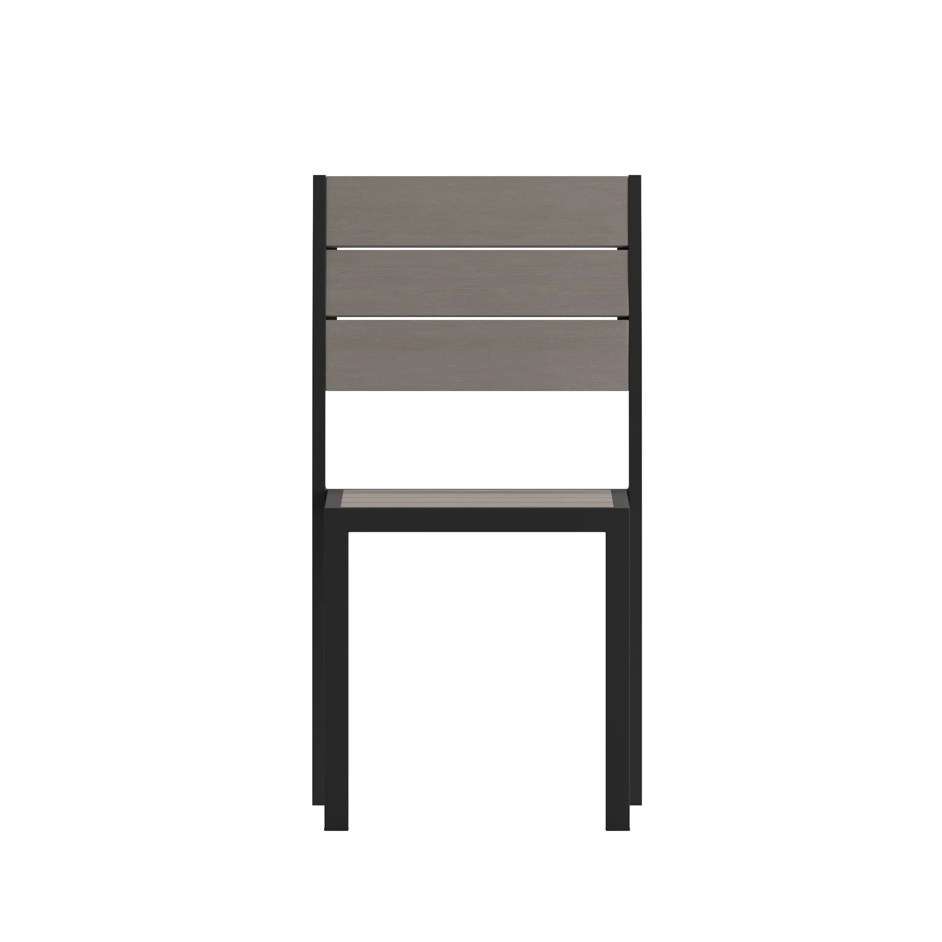 Finch Commercial Grade Armless Patio Chair, Stackable Side Chair with Faux Teak Poly Slats and Metal Frame