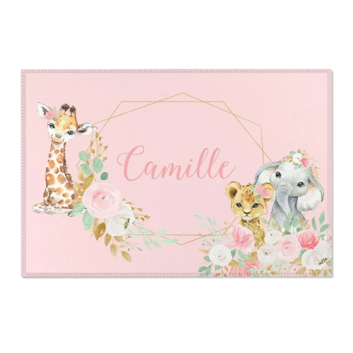 Floral Jungle Personalized Nursery Rug