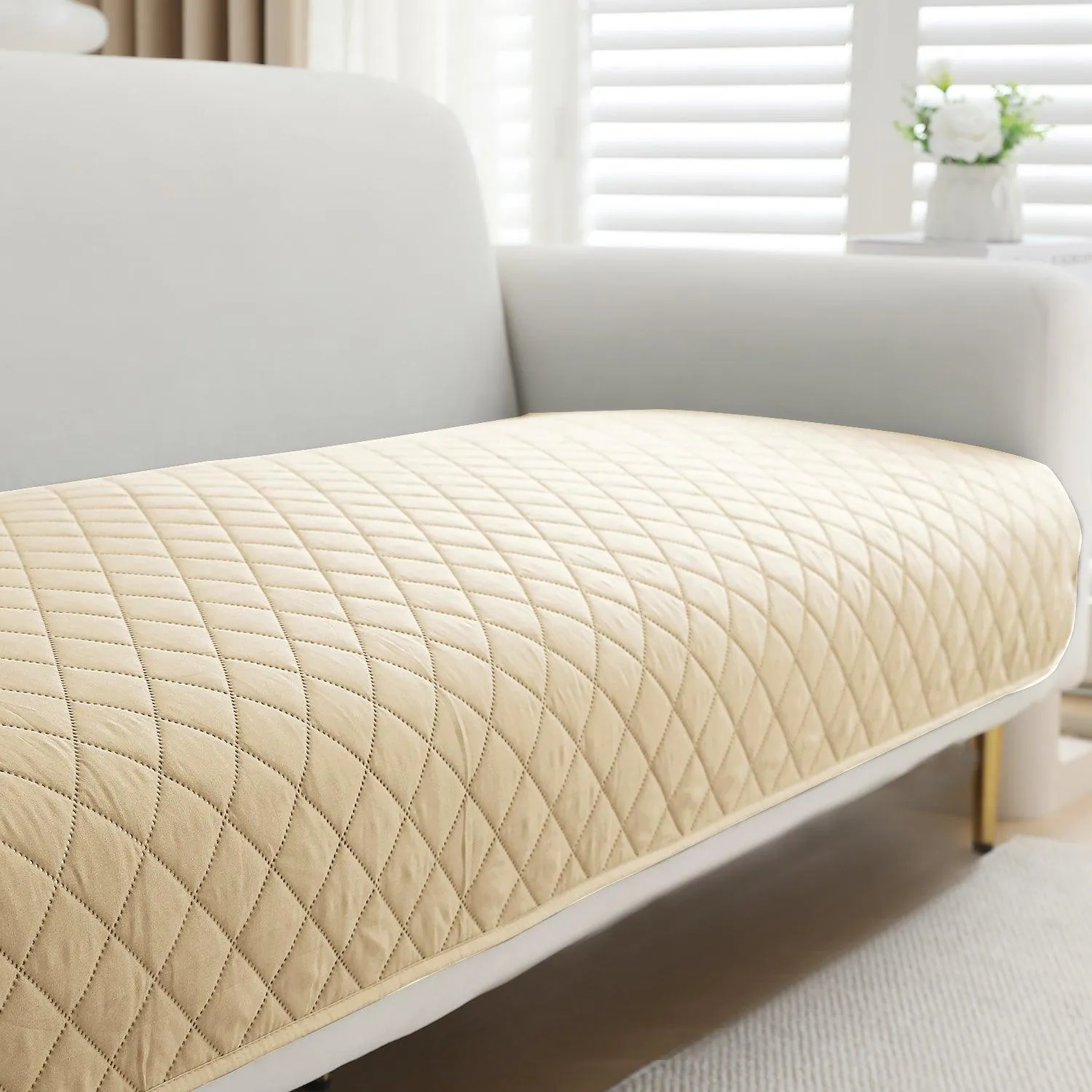 HOKIPO Water Repellent   Waterproof Quick Dry Sofa Seat Mat for 1/2/3 Seater Sofa - Beige