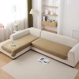 HOKIPO Waterproof Quick-Dry Sofa Mat Set for 3 2 L-Shape Sofa, Camel