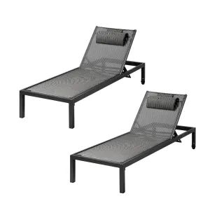 Livsip 2X Outdoor Sun Lounger Aluminium Day Bed Garden Patio Furniture Setting