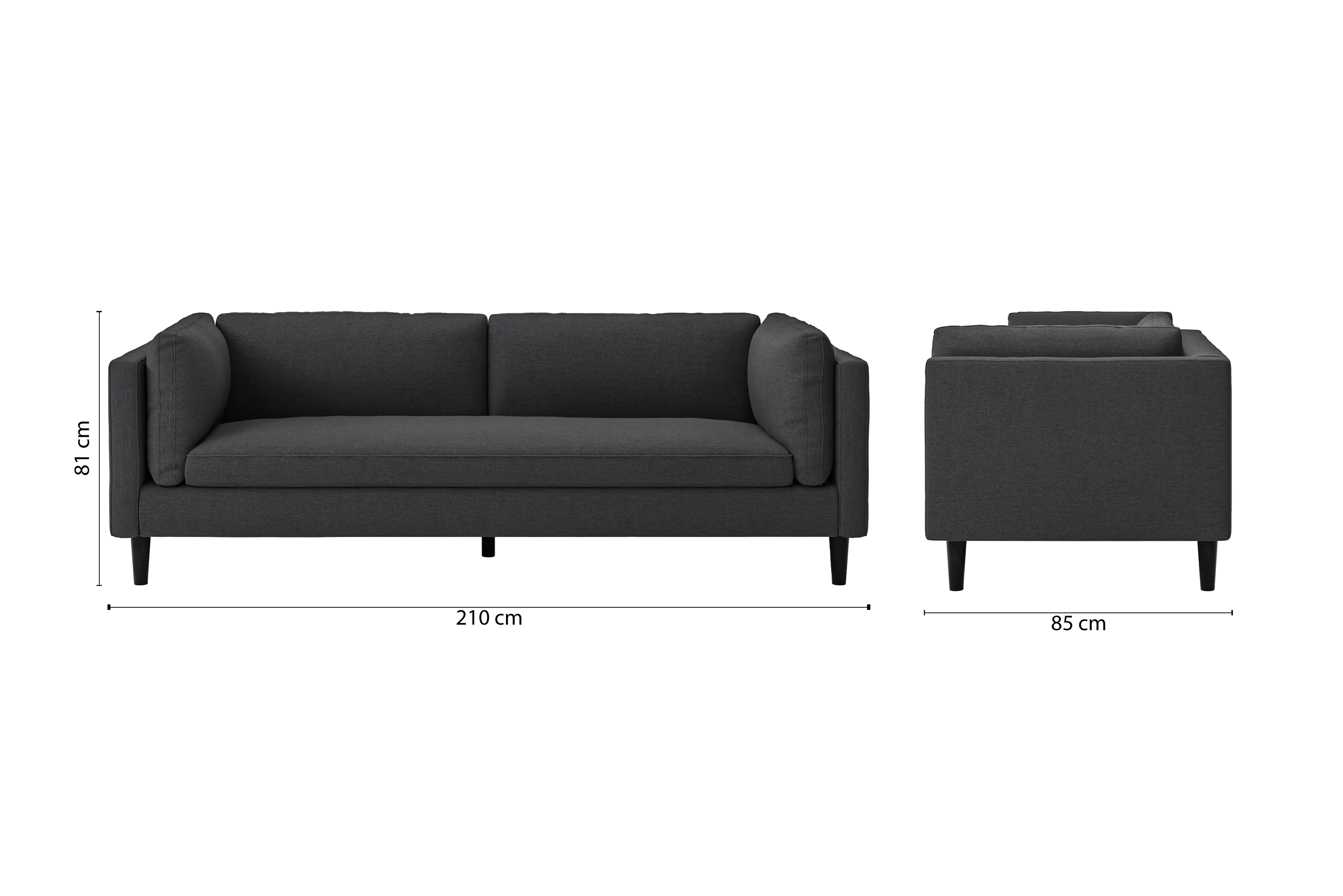 Matera 3 Seater Sofa Dark Grey Linen Fabric