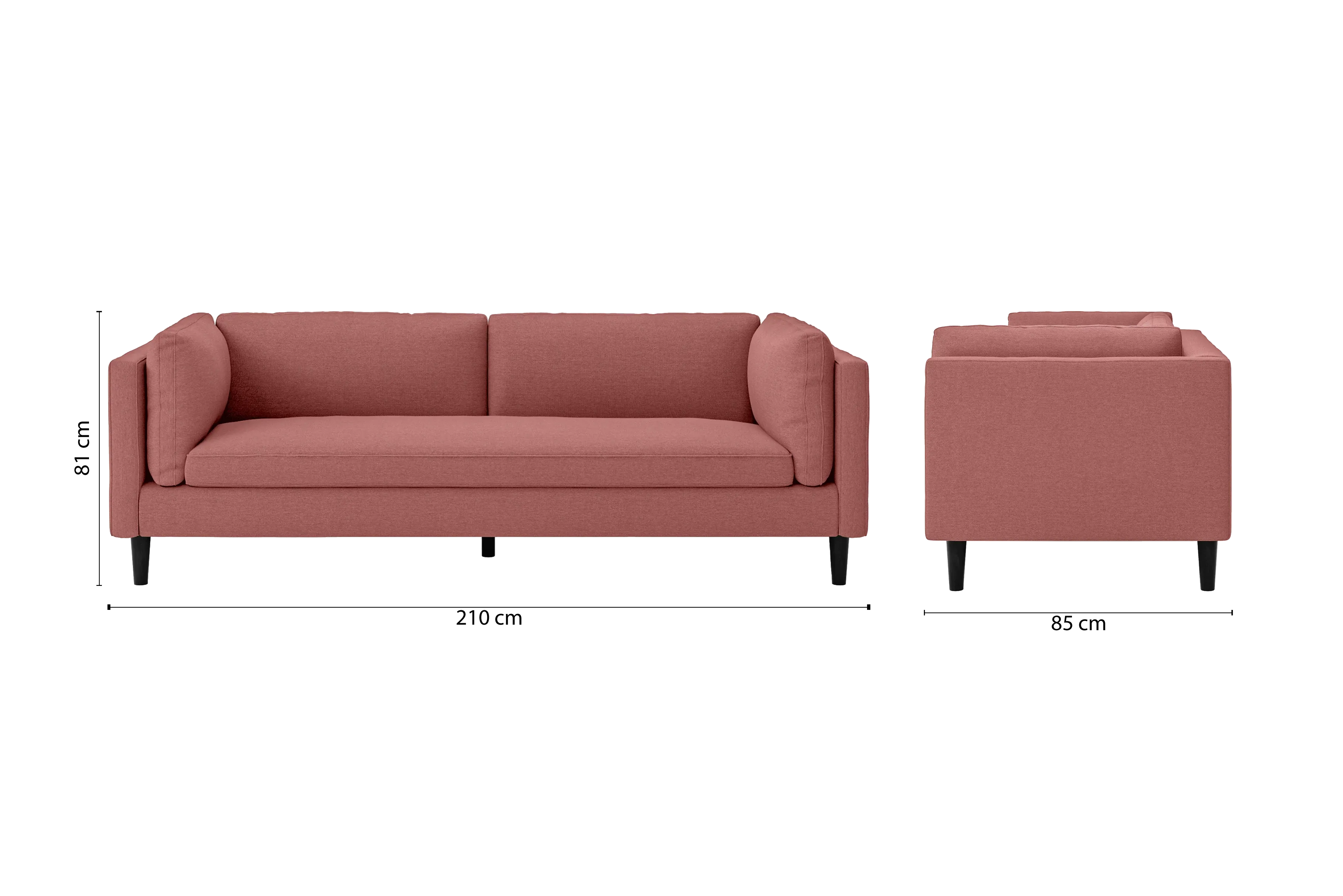 Matera 3 Seater Sofa Rose Pink Linen Fabric