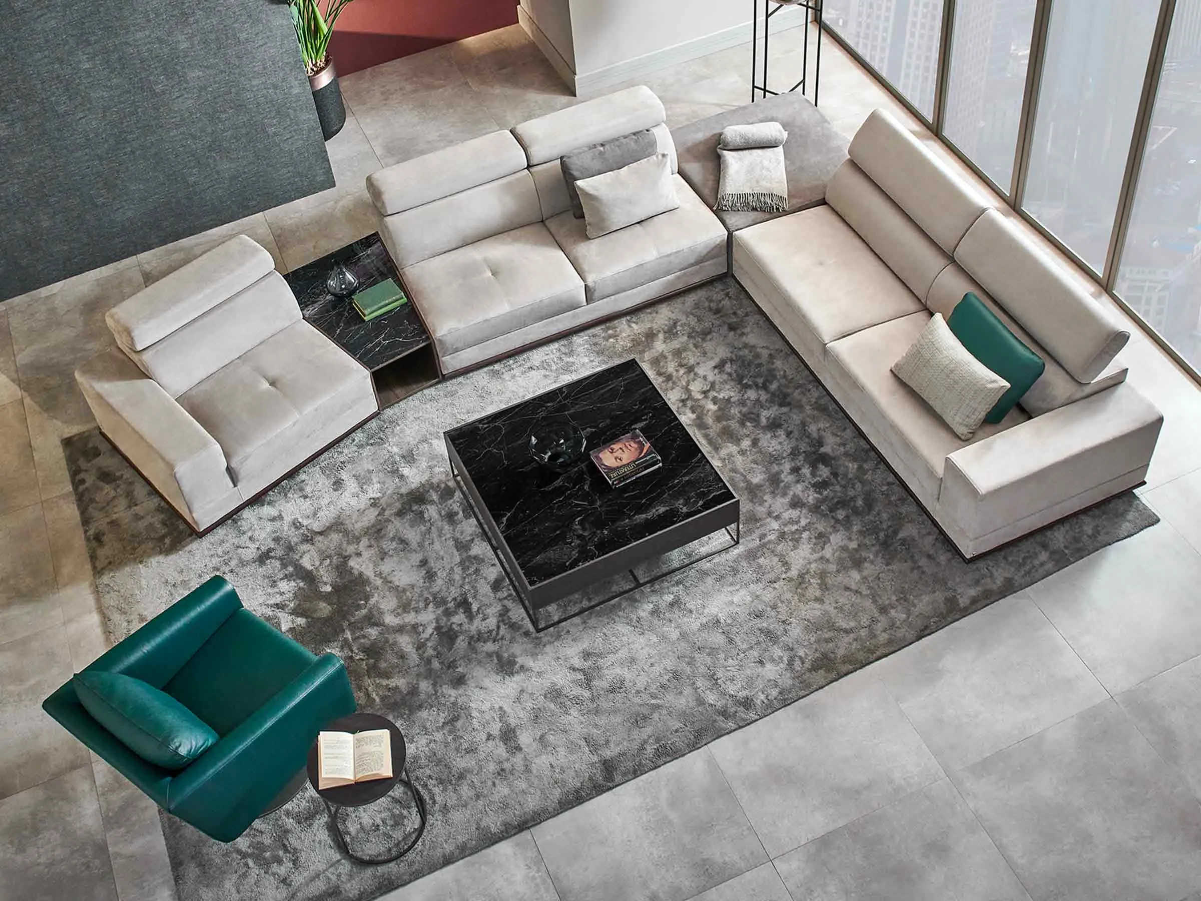 Met Corner 3-Seater Sofa with integrated table