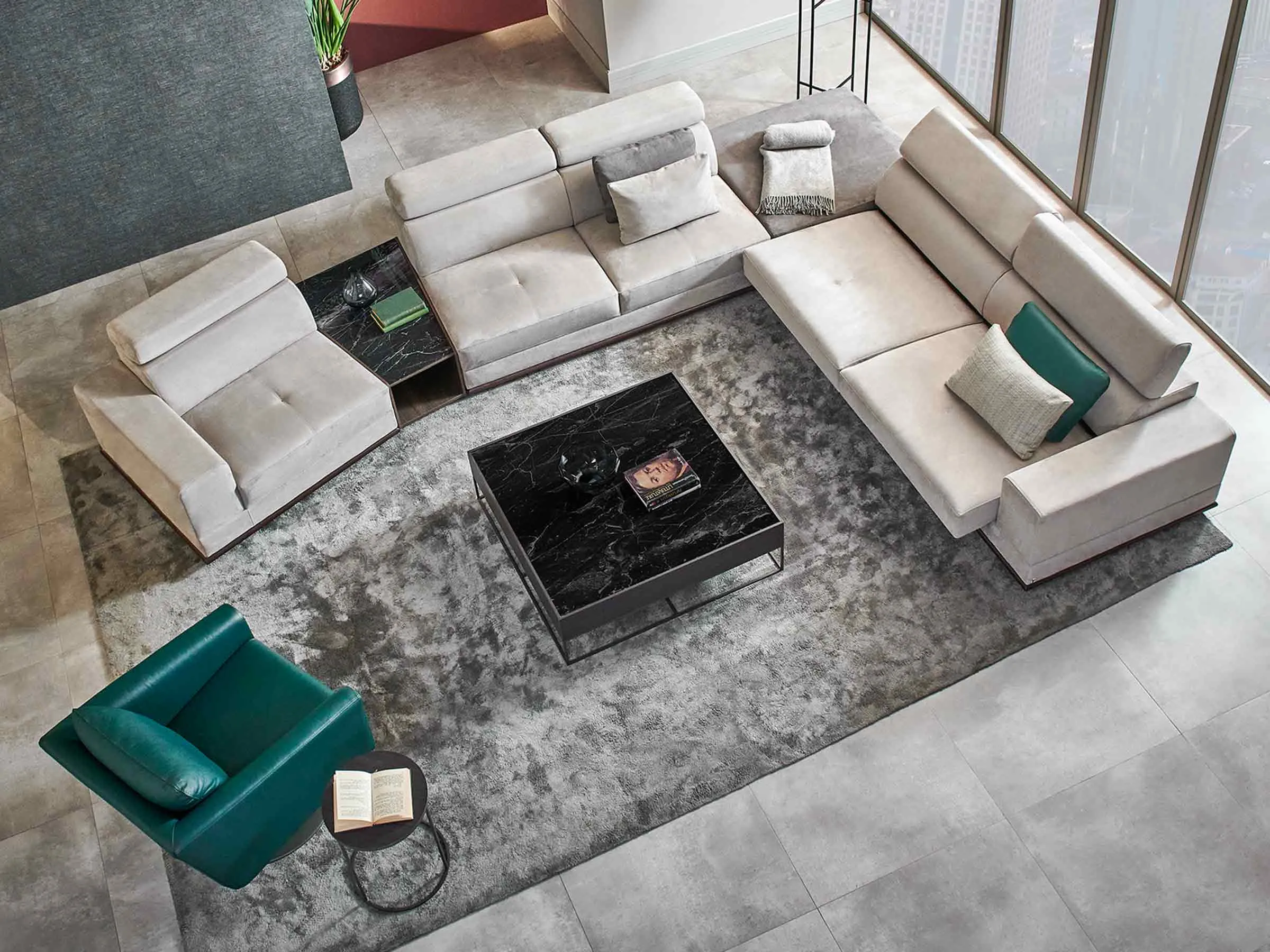 Met Corner 3-Seater Sofa with integrated table