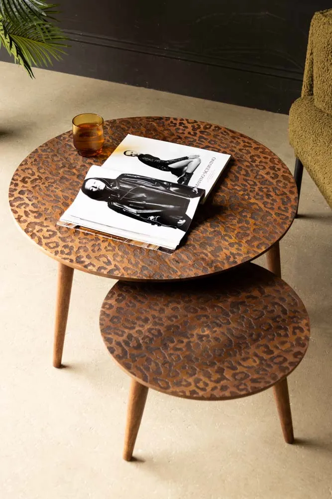 Natural Leopard Love Nest Of Coffee Tables