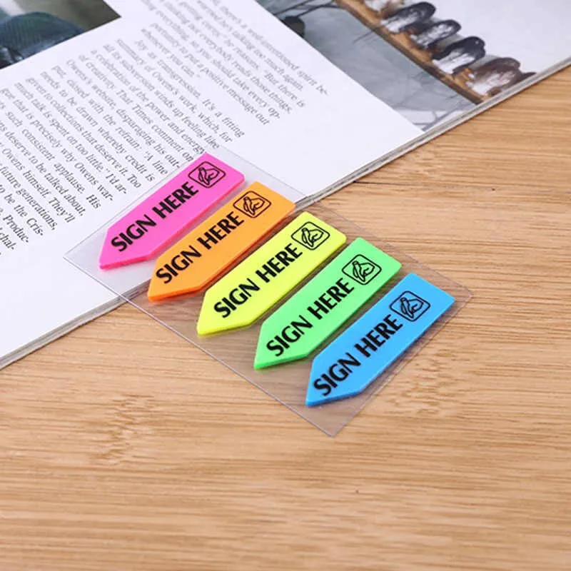 Neon Sticky Notes - Sign Here - Set of 5
