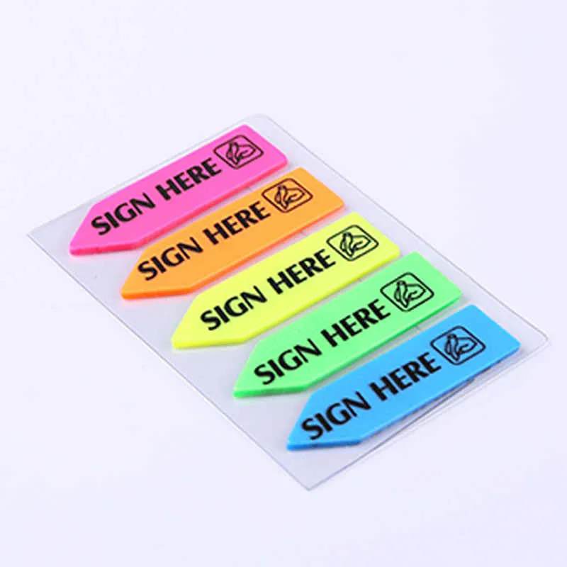 Neon Sticky Notes - Sign Here - Set of 5