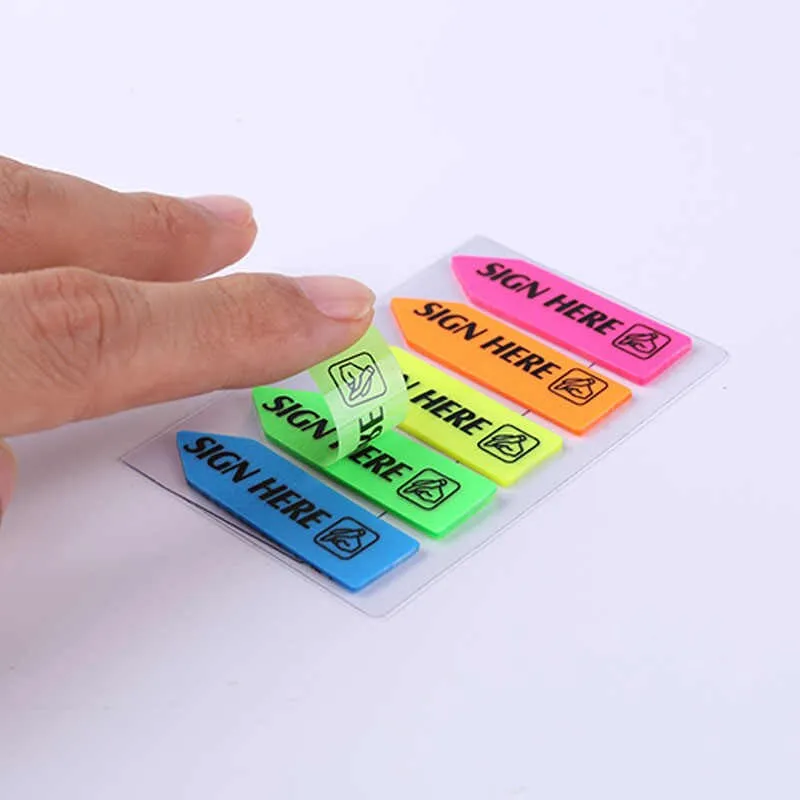 Neon Sticky Notes - Sign Here - Set of 5