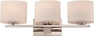 Nuvo Breeze 3-Light Vanity Fixture Polished Nickel 24 X 8-1/4 Inch  Uses (3) 100-Watt Incandescent Medium Base Lamps