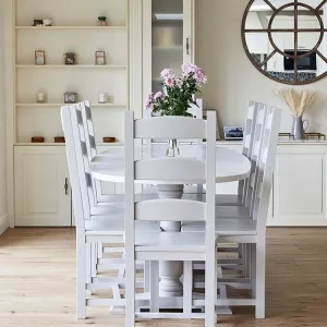 Oval Trestle Dining Table with Ladder Back Chairs