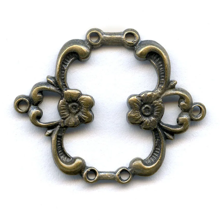 Oxidized brass 2 ring connector 25x20mm 2pcs. b9-2078(e)