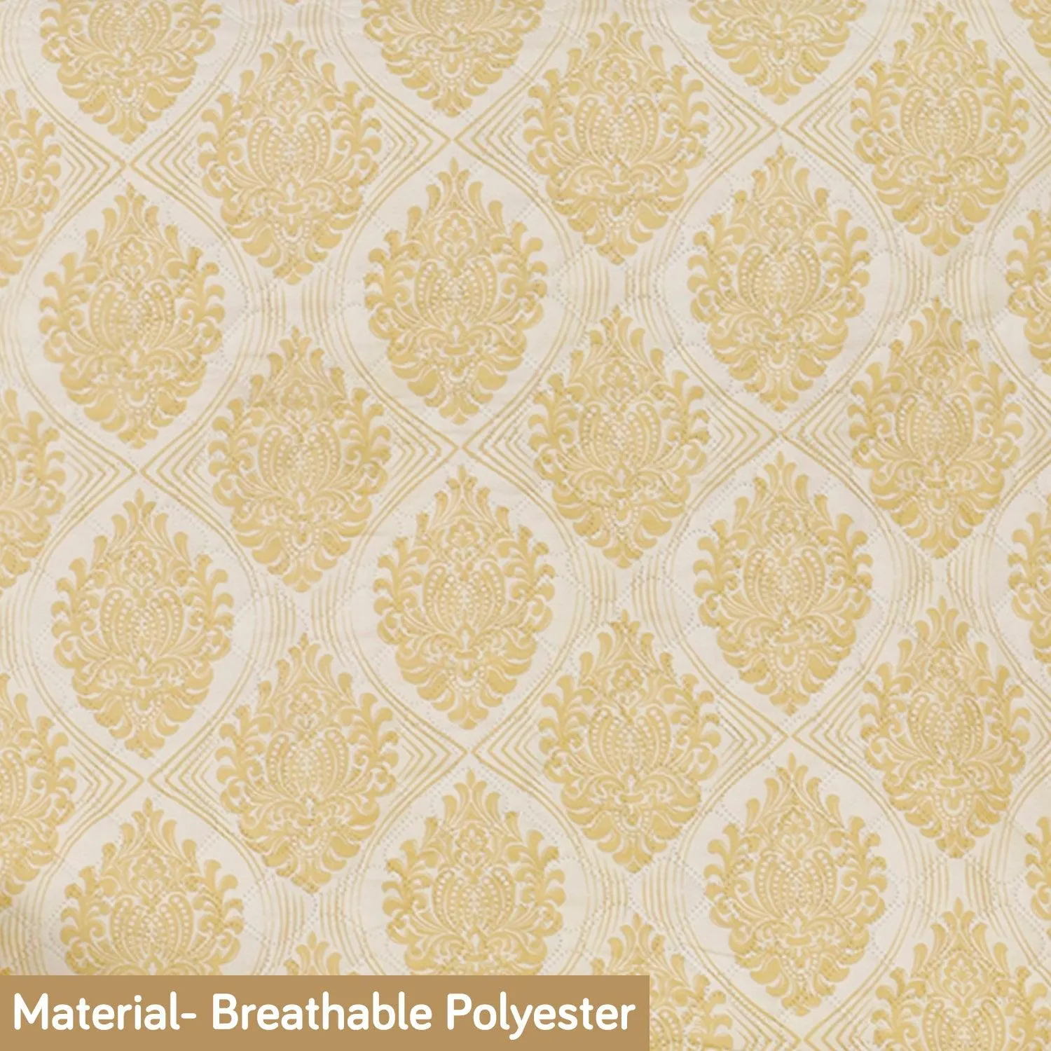 Printed Quilted L Type Sofa Mat Set (3 2 Seater), Ogee Ivory