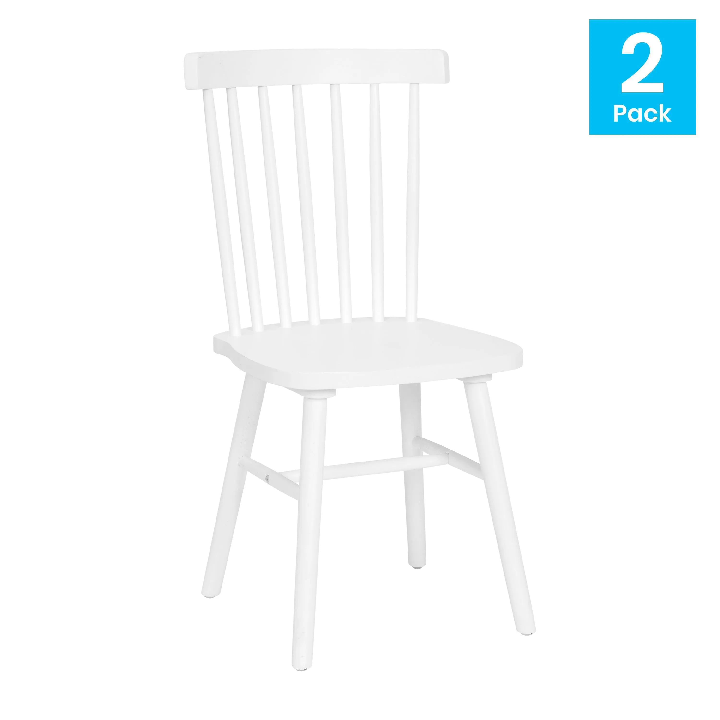Set of 2 Commercial Grade Solid Wood Spindle Back Dining Chairs