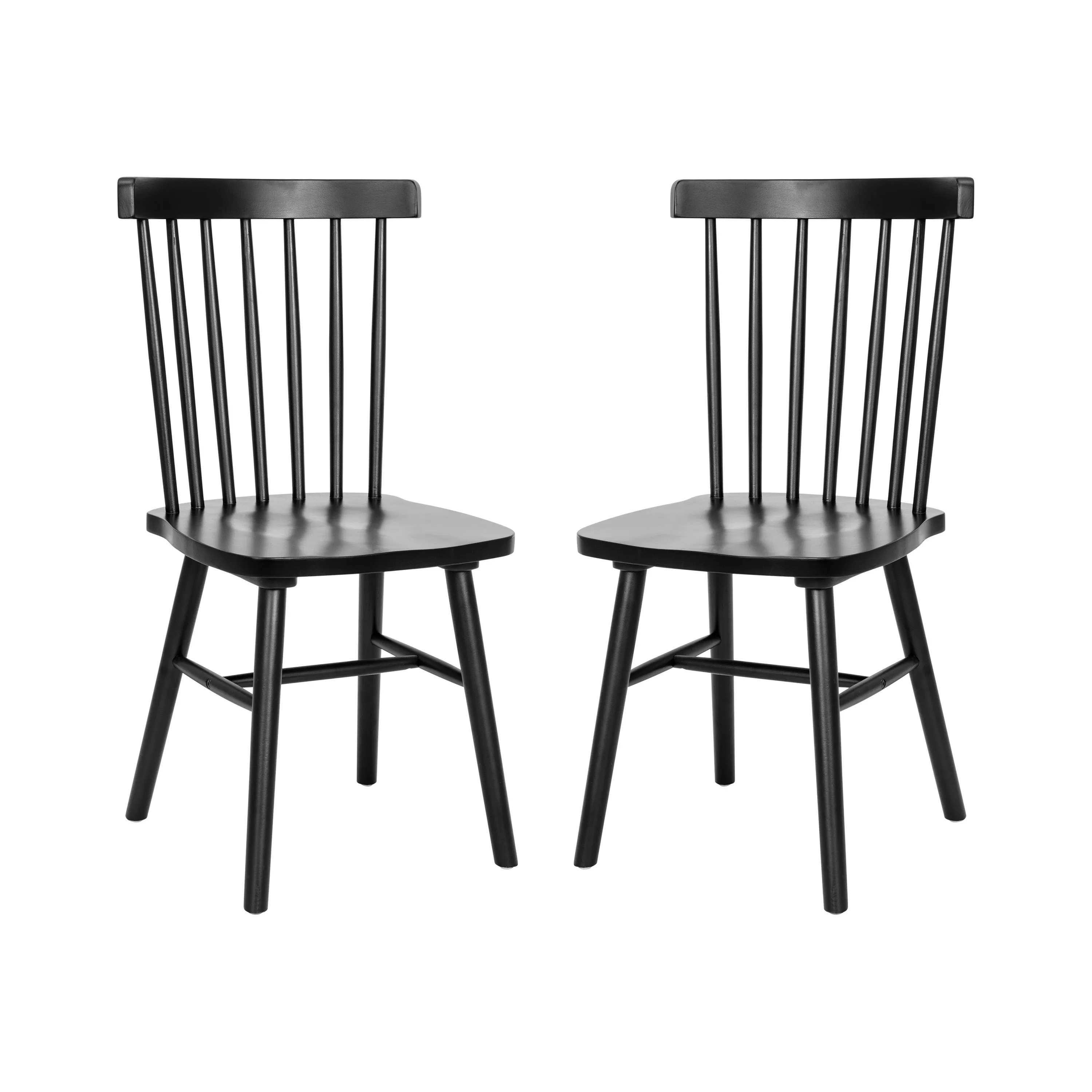 Set of 2 Commercial Grade Solid Wood Spindle Back Dining Chairs