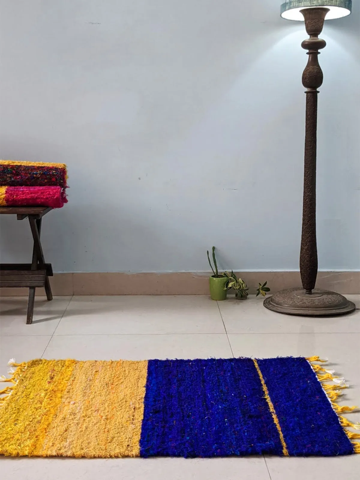 Sun and Sea Dhurrie Runner Blue
