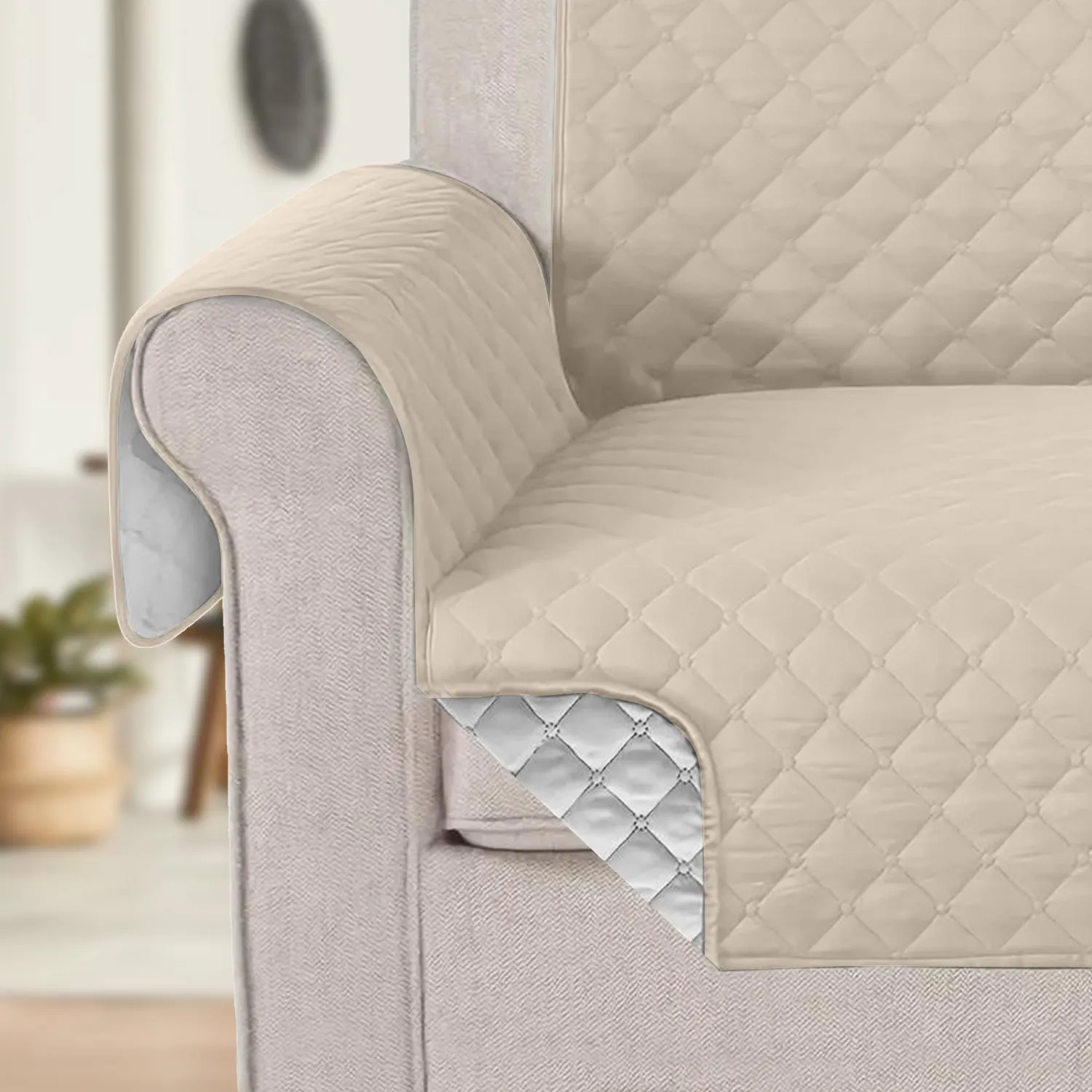 Ultimate Sofa Protector 2 Seater: Water Resistant Sofa Couch Cover for Ultimate Comfort |  Furniture Protector for Pets Kids - Beige