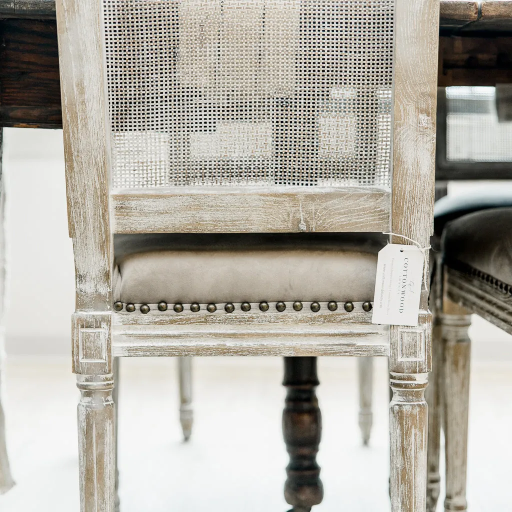 Velvet Whitewashed Chair