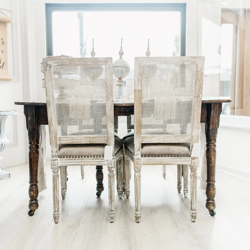 Velvet Whitewashed Chair