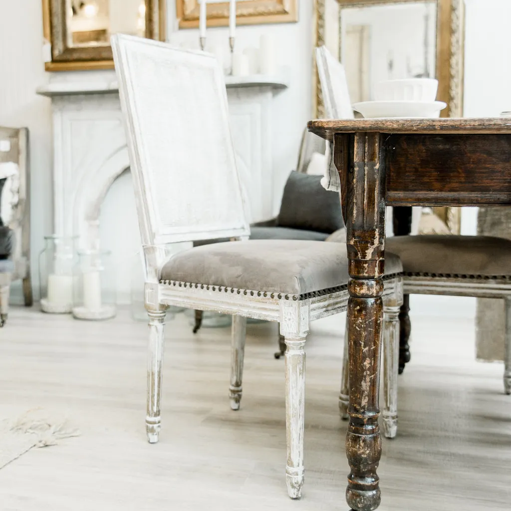 Velvet Whitewashed Chair