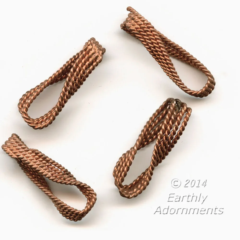 Vintage copper plate steel twisted links. 20x7mm. Package of 10. b9-2322